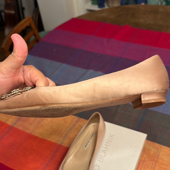 Manolo Blahnik Women's Nude satin hangisi flat size 41.5 - Picture 7 of 11